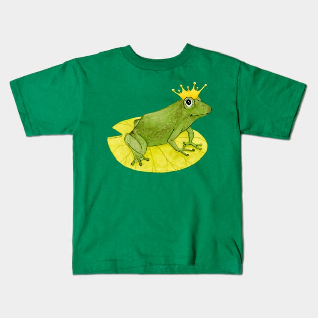 Frog Prince Kids T-Shirt by TursiArt